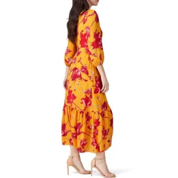 Color Me Courtney Eleanor Wrap Dress Small Yellow Floral - Picture 9 of 10